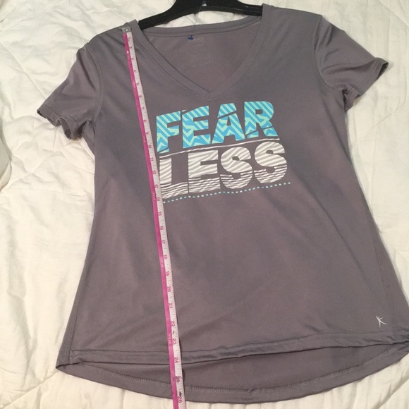 Danskin gray athletic “fear less” graphic sexy yoga gym athletic top S 4-6 NEW - Picture 16 of 16